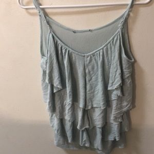 A Mint Ruffled Tank Top